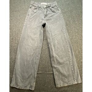 Bershka Gray Wide Skate Grunge City Retro Jeans Women's Sz 2 Denim